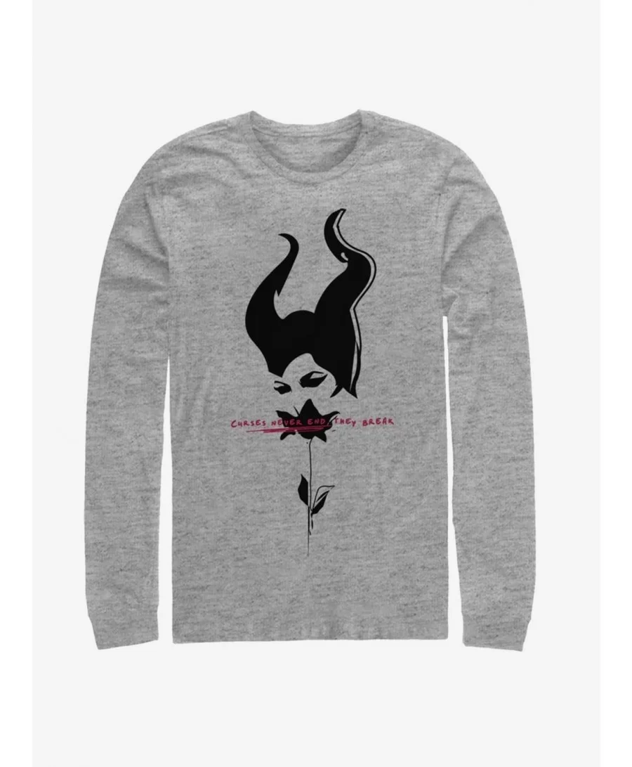 Fashion Disney Maleficent: Mistress Of Evil Black Rose Long-Sleeve T-Shirt $10.79 T-Shirts