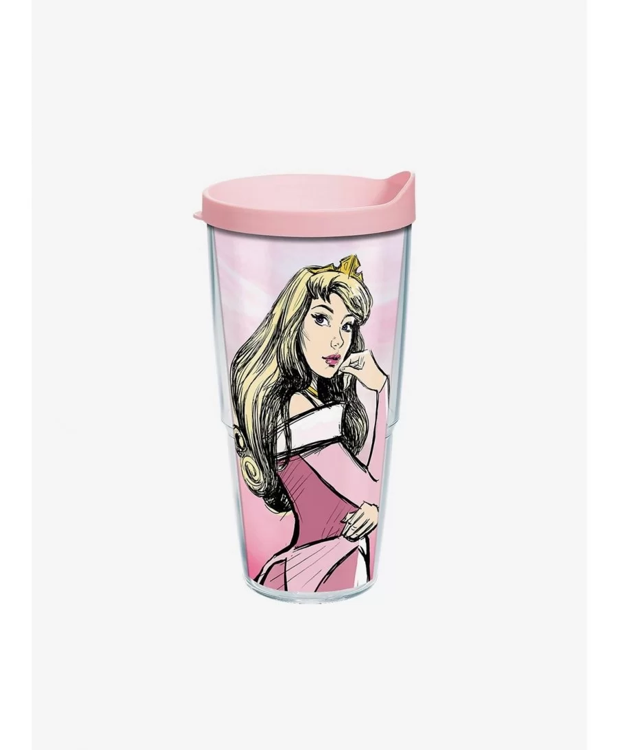 Fashion Disney Sleeping Beauty Watercolor Splash 24oz Classic Tumbler With Lid $8.24 Tumblers