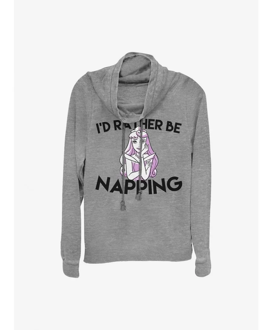 Seasonal Sale Disney Sleeping Beauty I'd Rather Be Napping Cowlneck Long-Sleeve Girls Top $15.45 Tops