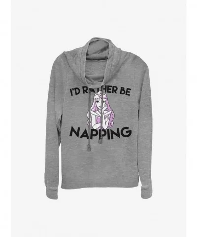 Seasonal Sale Disney Sleeping Beauty I'd Rather Be Napping Cowlneck Long-Sleeve Girls Top $15.45 Tops