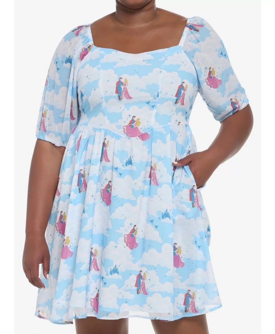 Discount Disney Sleeping Beauty Clouds Long-Sleeve Dress Plus Size $22.04 Dresses