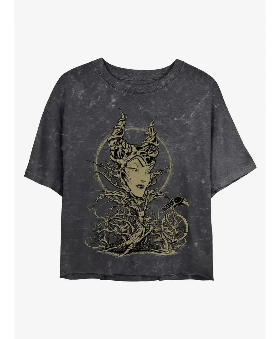 Best Deal Disney Maleficent The Gift Maleficent Mineral Wash Crop Girls T-Shirt $11.03 T-Shirts