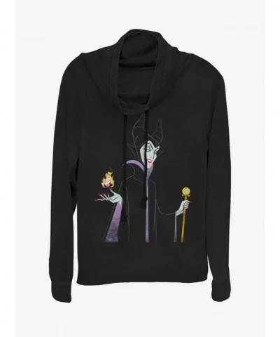 Seasonal Sale Disney Villains Maleficent Minimal Maleficent Cowl Neck Long-Sleeve Girls Top $12.21 Tops