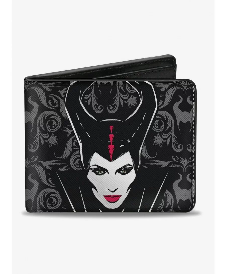 Discount Disney Maleficent Face Sword Damask Bi-fold Wallet $6.27 Wallets