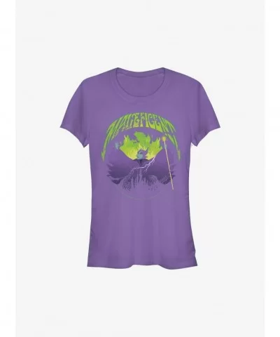 Huge Discount Disney Maleficent Maleficent Castle Flame Outline Girls T-Shirt $9.46 T-Shirts