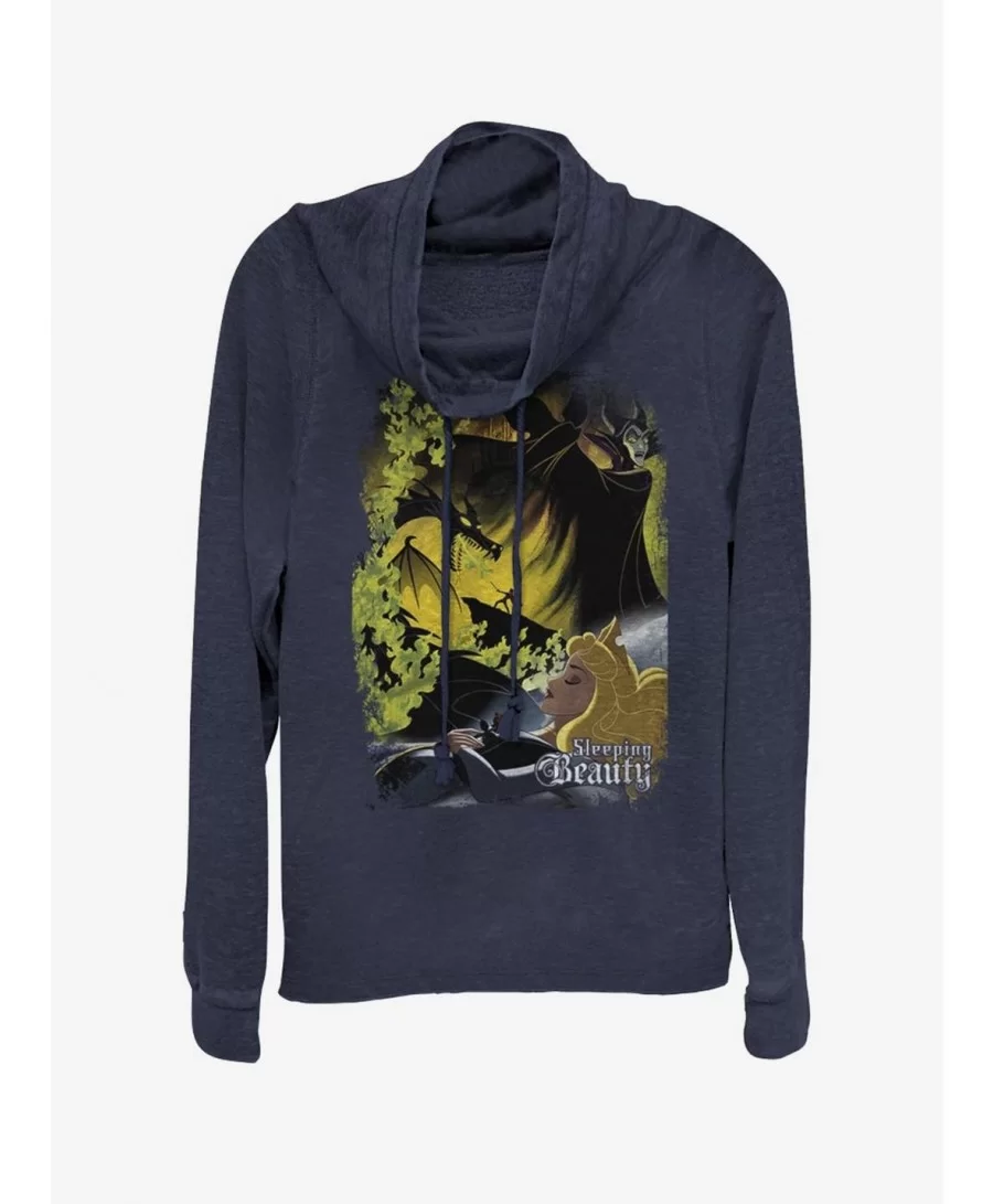 Clearance Disney Villains Maleficent Sleeping Poster Cowl Neck Long-Sleeve Girls Top $11.85 Tops