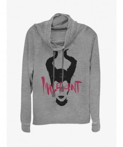 Pre-sale Discount Disney Maleficent: Mistress Of Evil Paint Silhouette Cowl Neck Long-Sleeve Girls Top $11.14 Tops