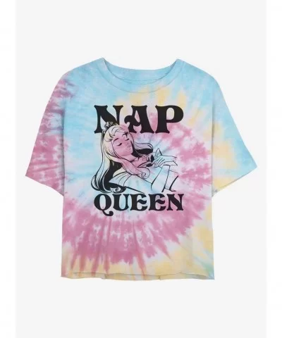 Absolute Discount Disney Sleeping Beauty Aurora Nap Queen Tie Dye Crop Girls T-Shirt $12.37 T-Shirts